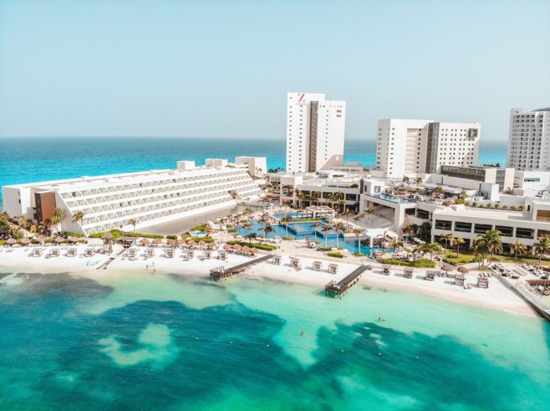 A gorgeous shot of Cancun, Mexico and the water.