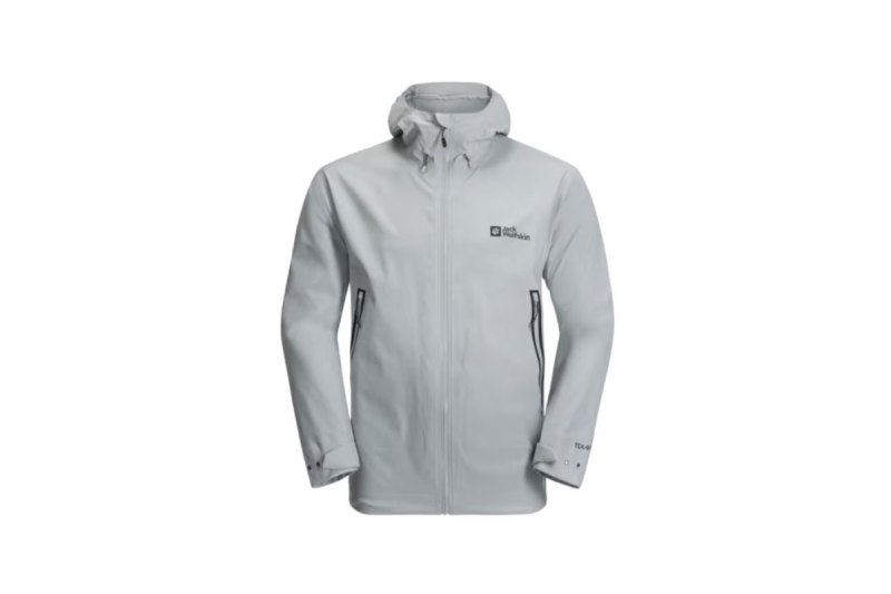 Jack Wolfskin Tapeless 2.0 Men's Rain Jacket on a plain white background.
