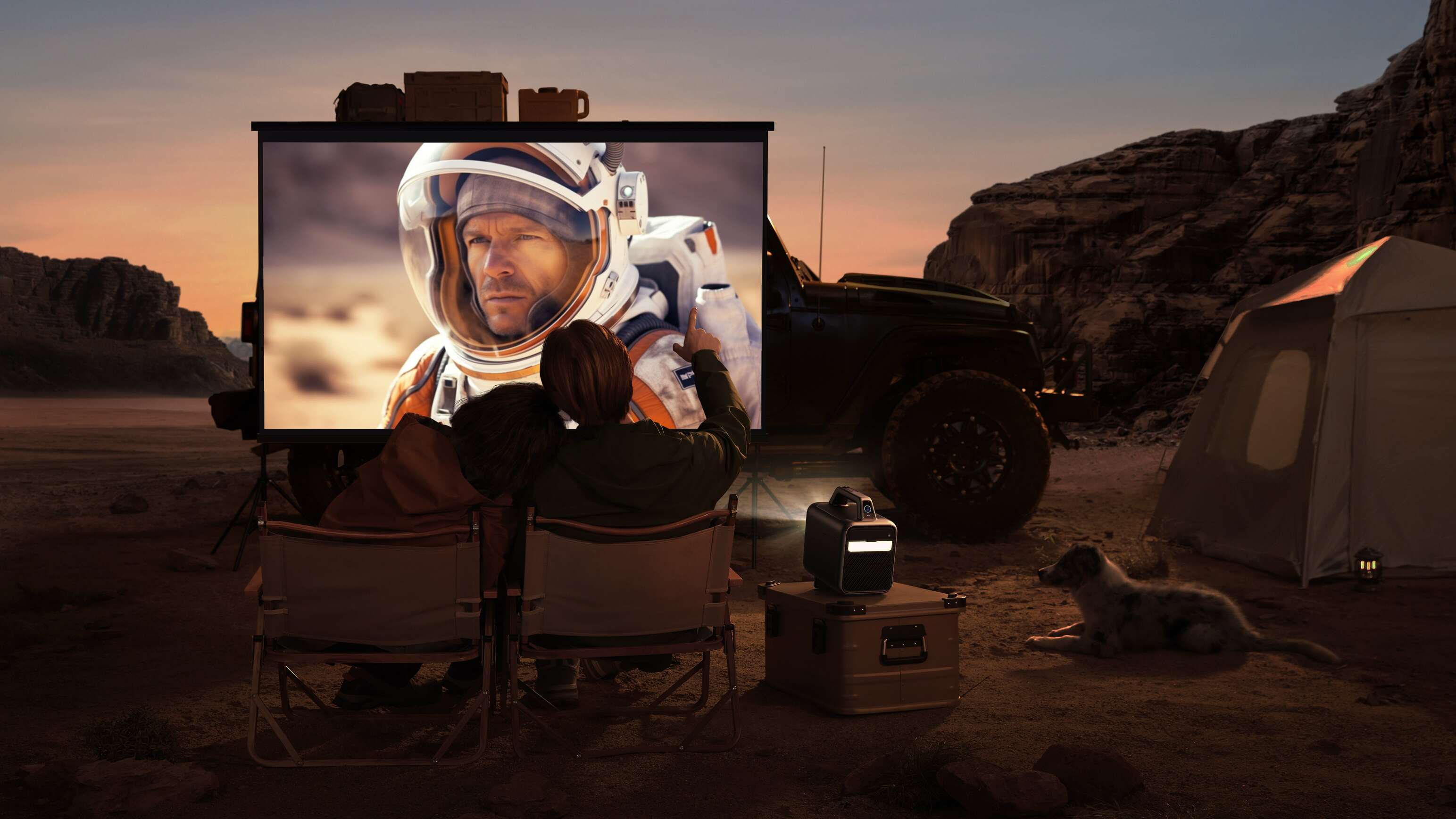 Watching a movie on Nebula Mars 3 by Anker Innovations