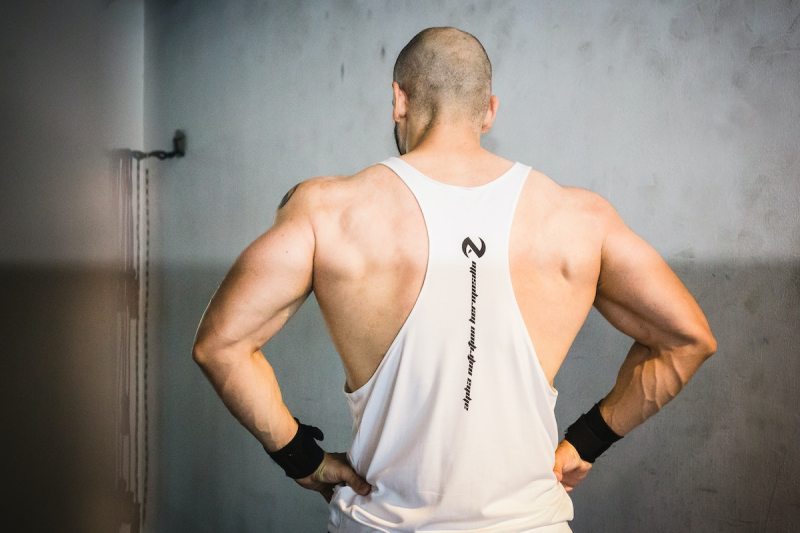 Man with strong back muscles.