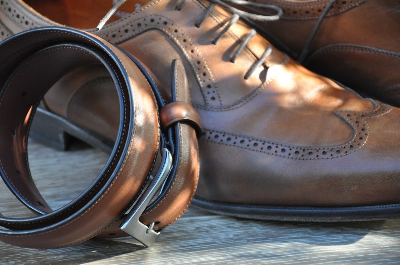 Oxford dress shoes and a belt