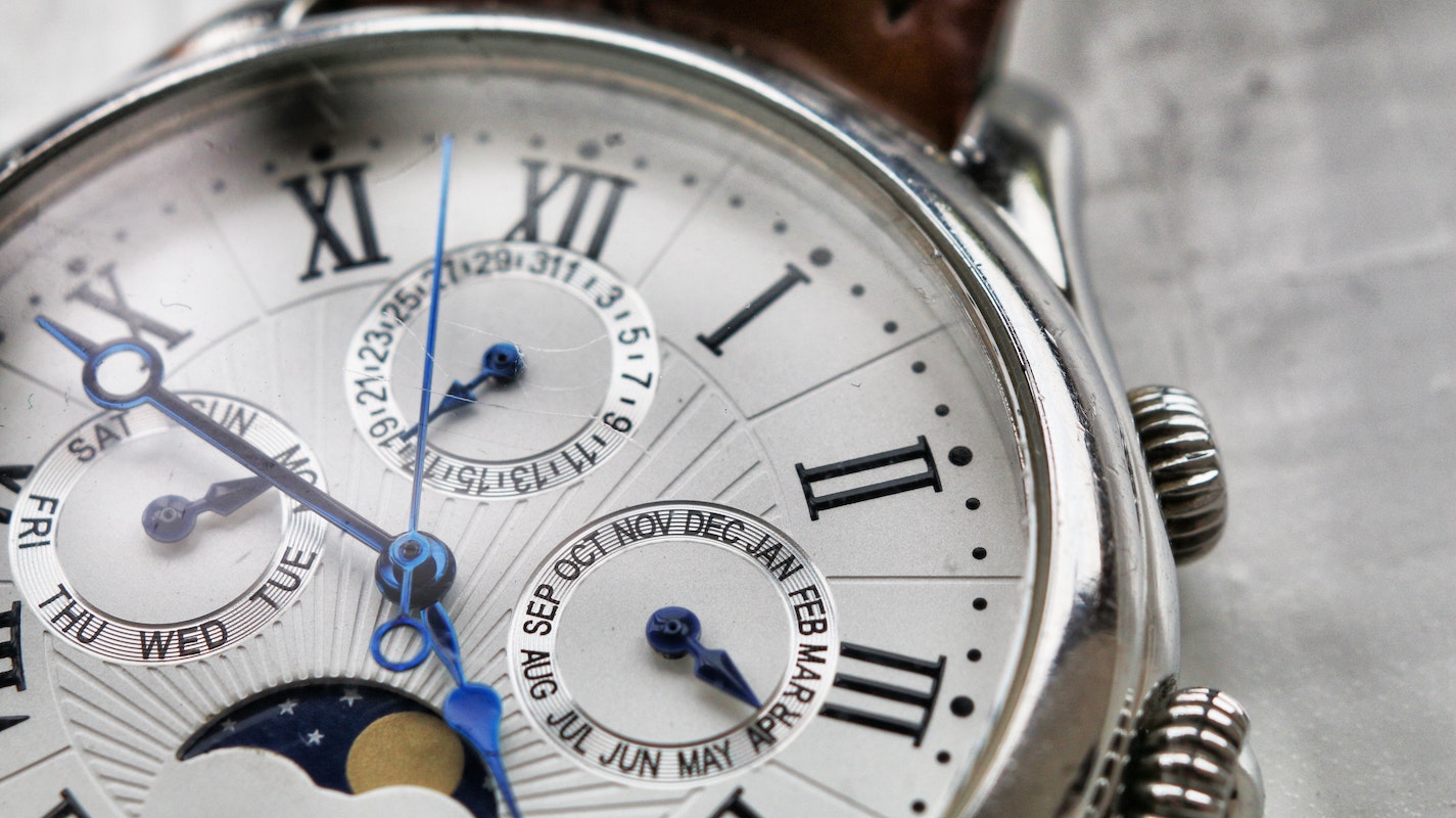 A silver luxury watch