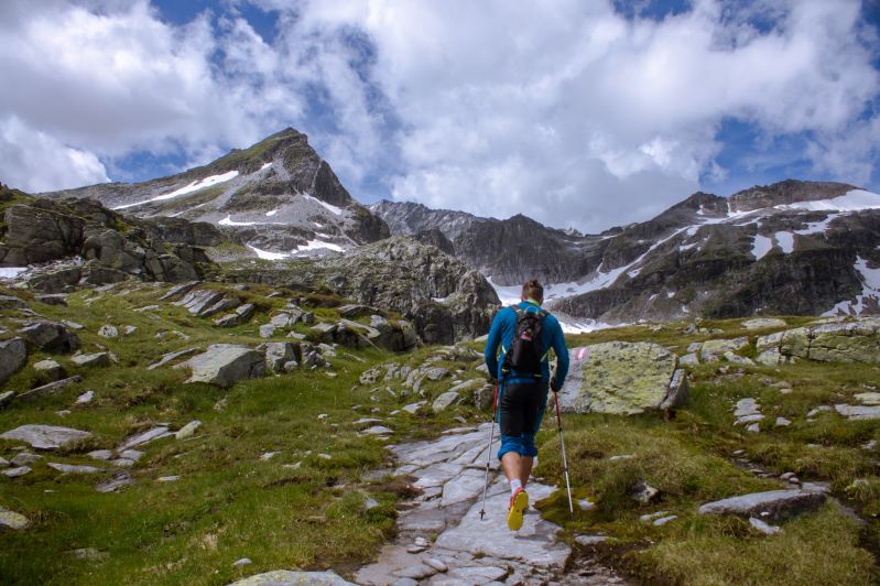 Man walking with hiking poles