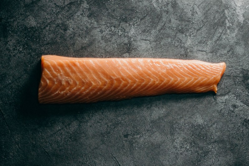 A strip of salmon.