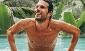 Man getting out of pool