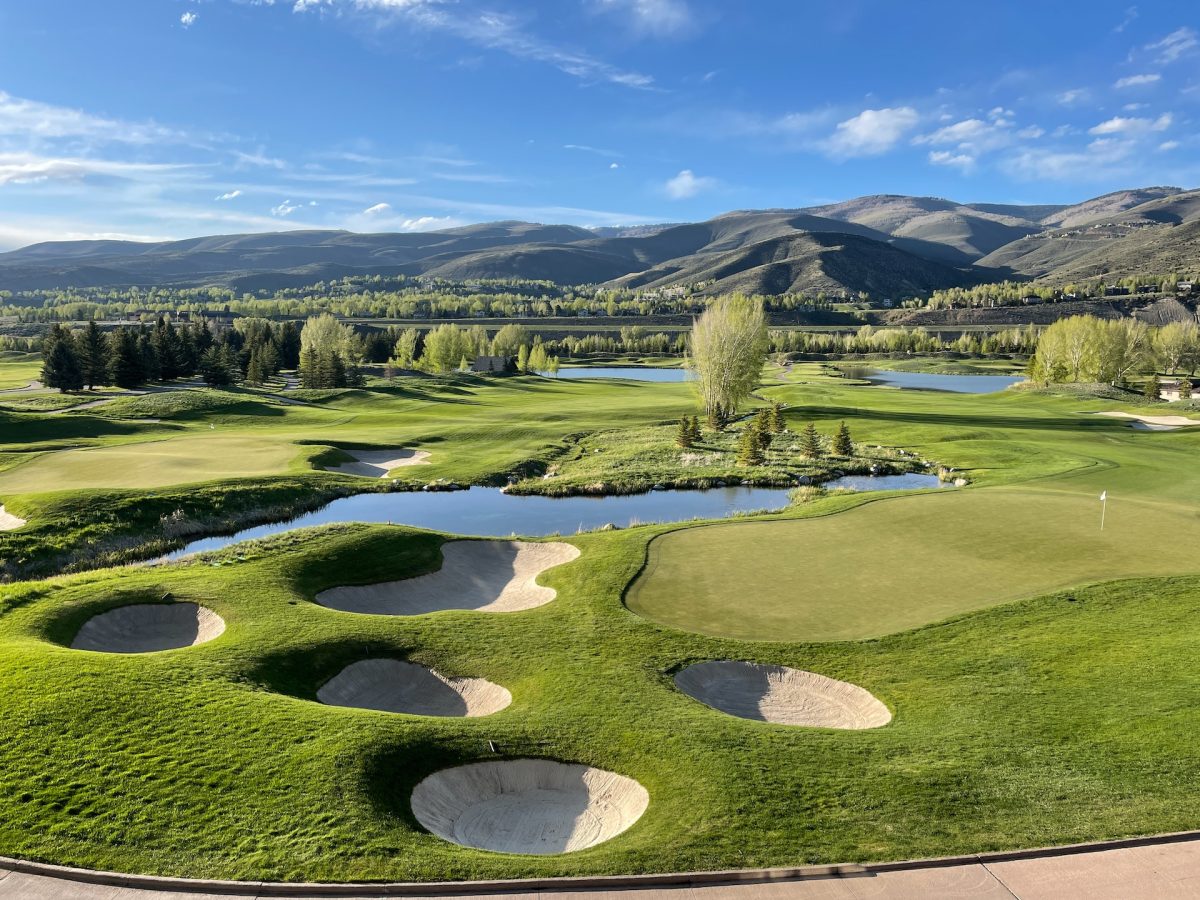 A gorgeous view of an empty golf course.