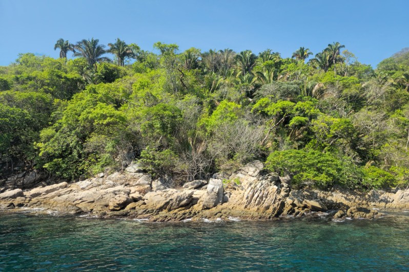 The spectacular natural scenery at Playa Majahuitas near Puerto Vallarta, Jalisco, Mexico.