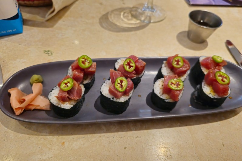 A sushi plate from La Cascada Restaurant & Bar at The Westin Resort & Spa, Puerto Vallarta, in Puerto Vallarta, Jalisco, Mexico.