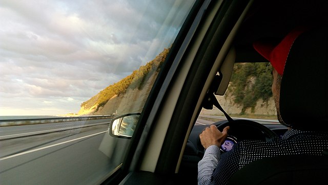 A car driving in the road