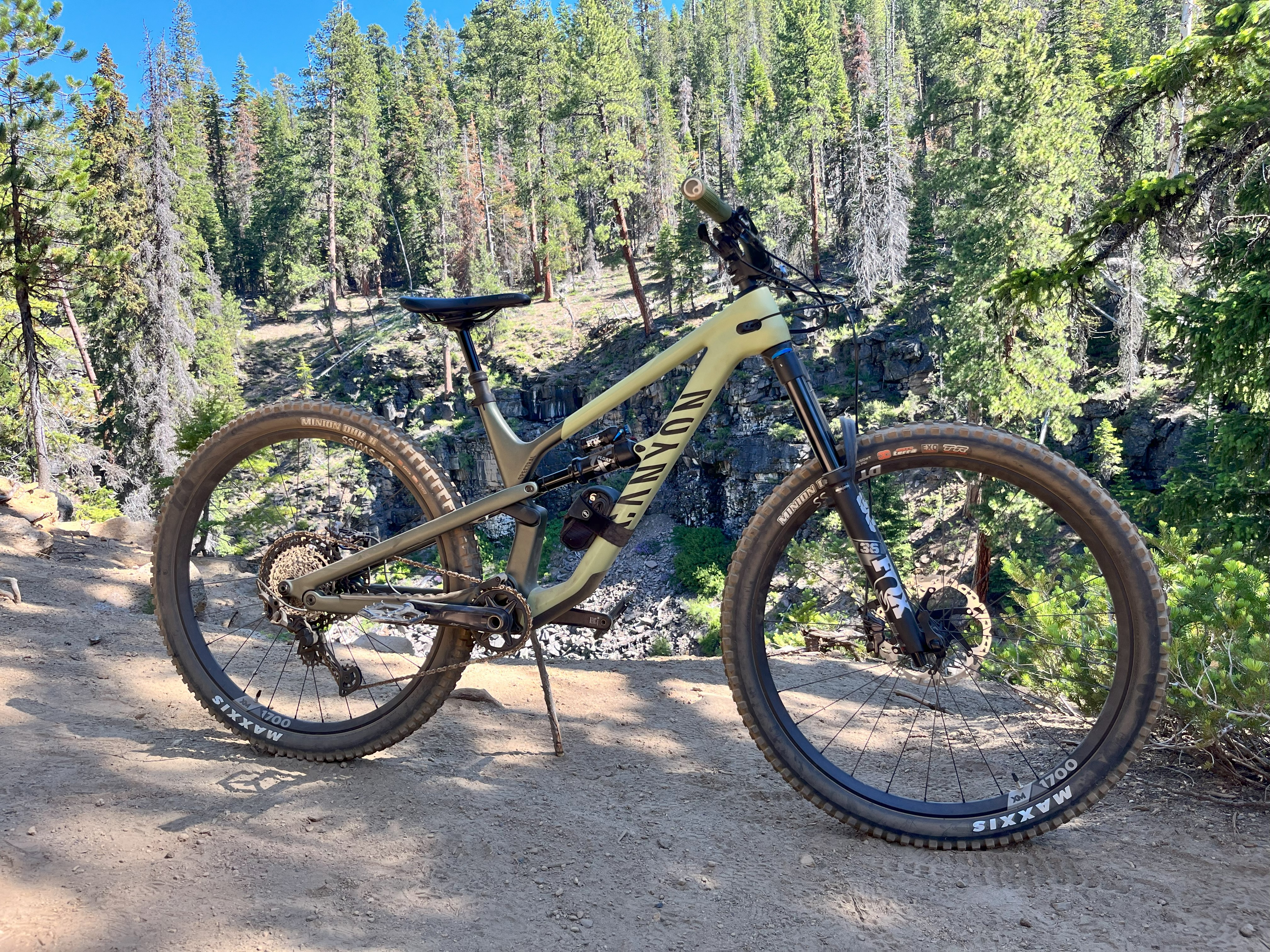 A shot of the Canyon Spectral CF 8 on a trail