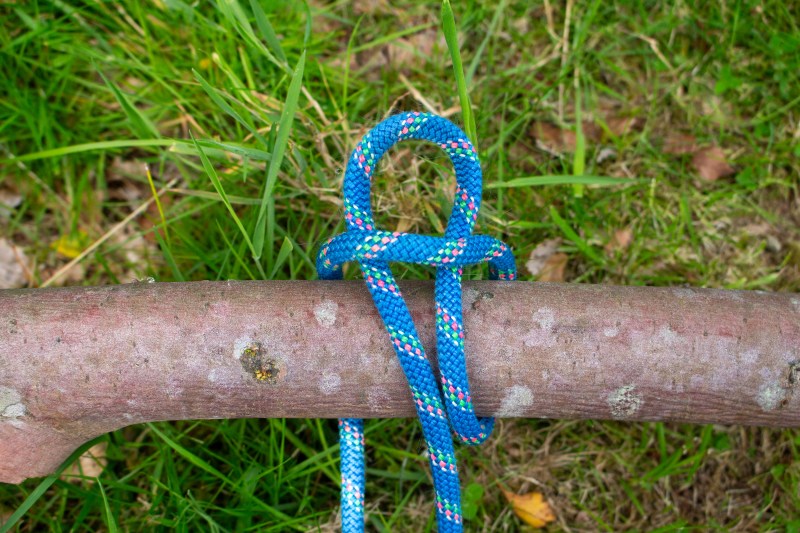 Step two of tying a highwayman's hitch
