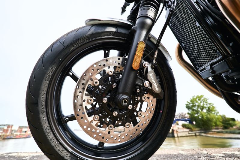 Close up image of a motorcycle tire