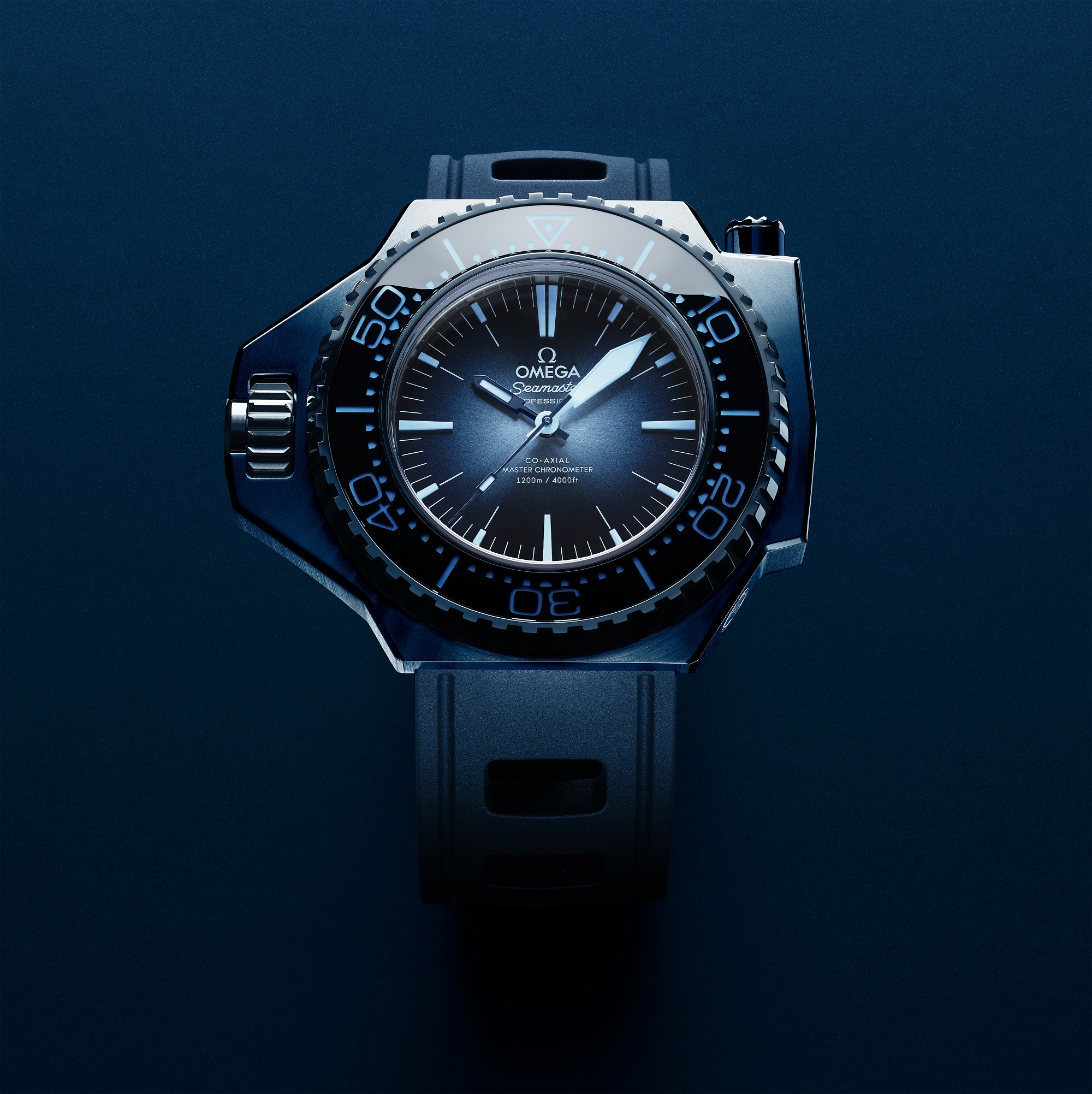 A close up of the Omega Seamaster Ploprof watch
