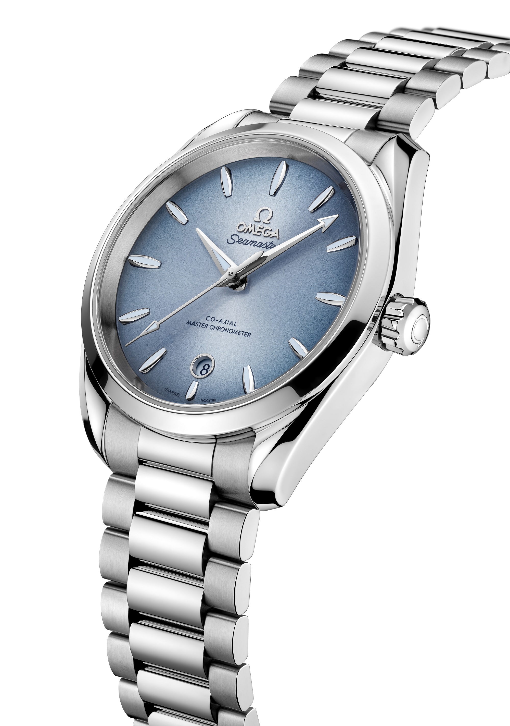 A close up shot of the Omega Seamaster Aqua Terra watch