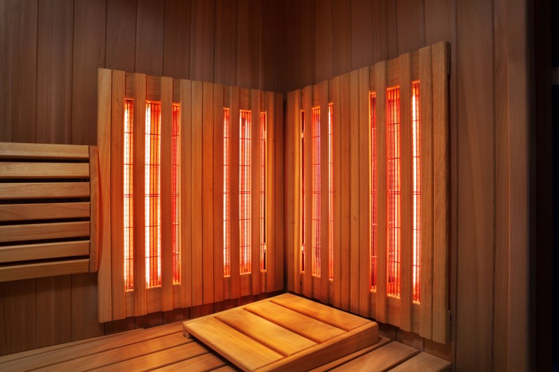 An infrared sauna turned on.