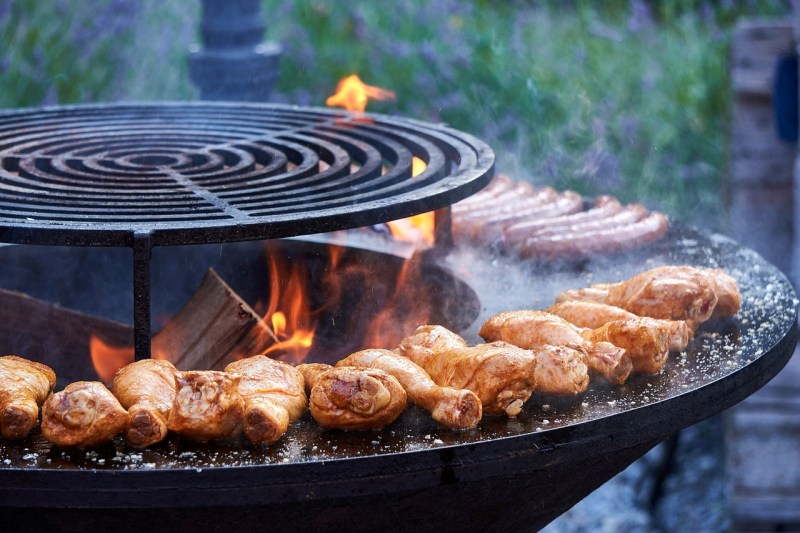 Chicken legs on grill