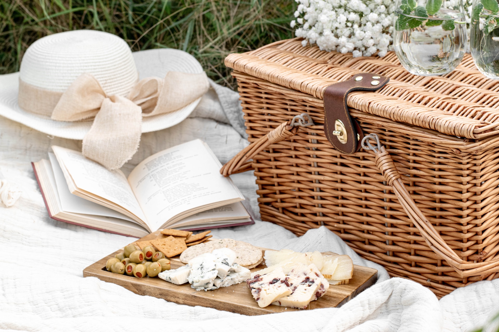 Picnic basket and cheese board