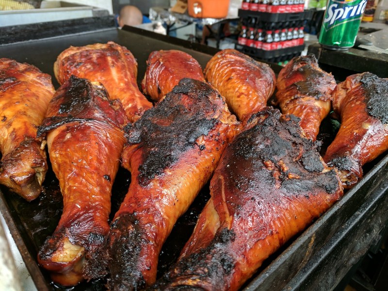 Chicken legs on grill