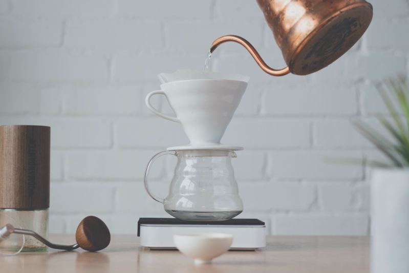 pour-over coffee set up