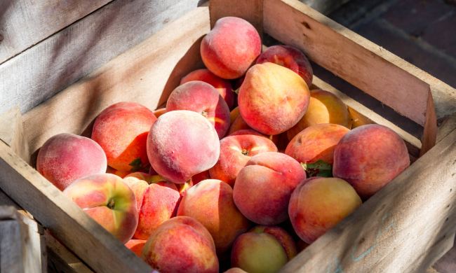 Crate of peaches
