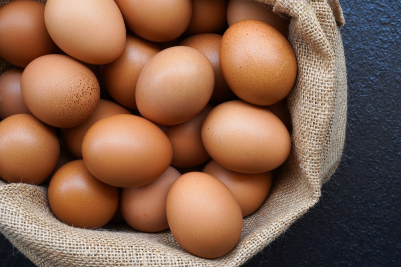 Eggs in a burlap sack