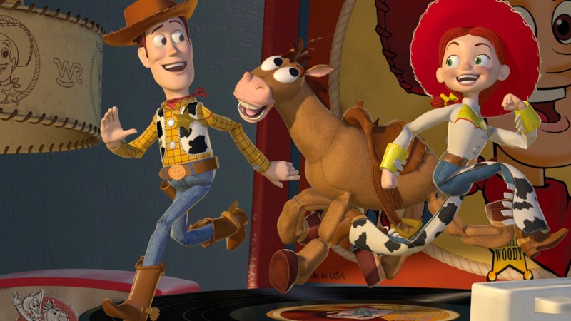 Woody, Jessie and Bullseye in Toy Story 2.
