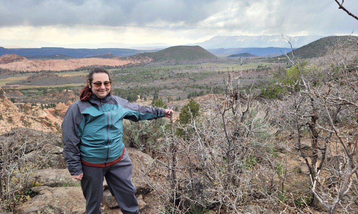 Jenny in Utah in Outdoor Vitals hiking gear