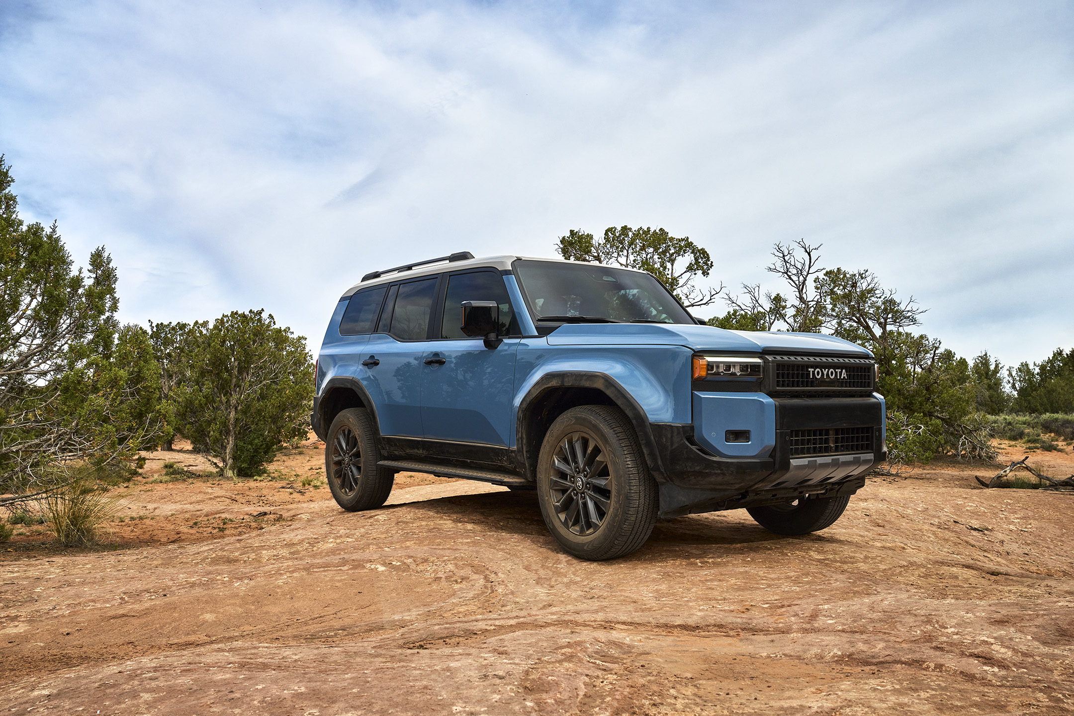The 2024 Toyota Land Cruiser is a modern SUV with throwback styling