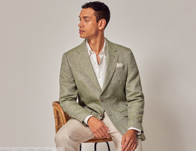 Hawes and Curtis Green Linen Suit