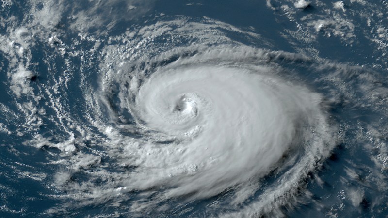 An overhead shot of Hurricane Done, the first hurrican of 2023's Atlantac hurricane season.
