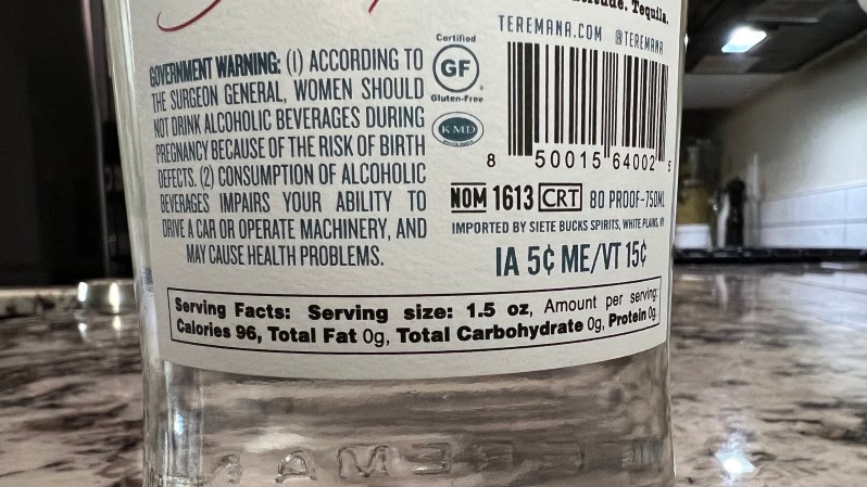 Tequila back label