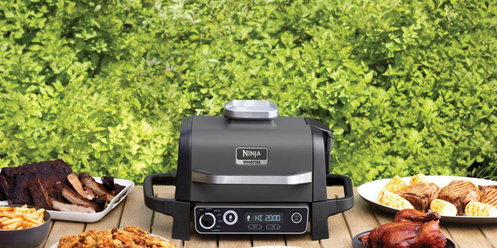 The Ninja Woodfire Outdoor Grill & Smoker outside.