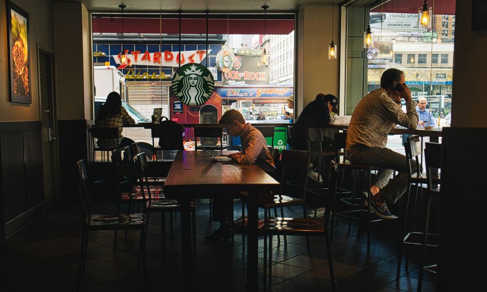 The inside of a Starbucks store