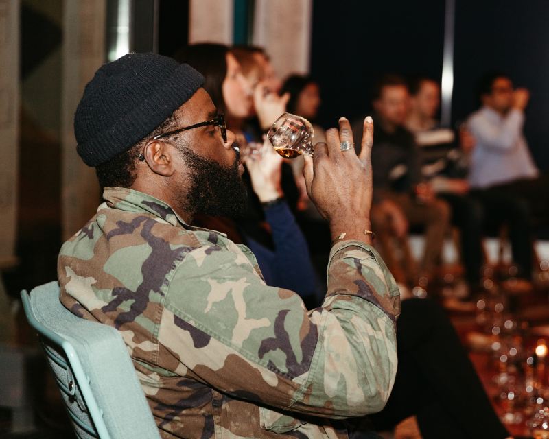 Man drinking bourbon