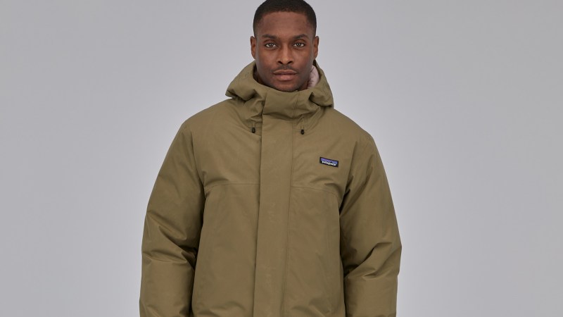The Patagonia Stormshadow jacket, featuring GORE-TEX laminates recycled from ocean plastic.
