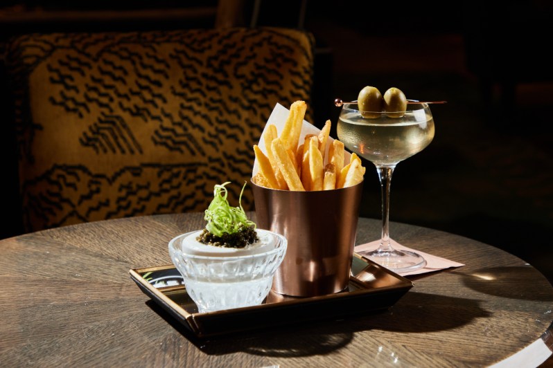 martini and frites and caviar