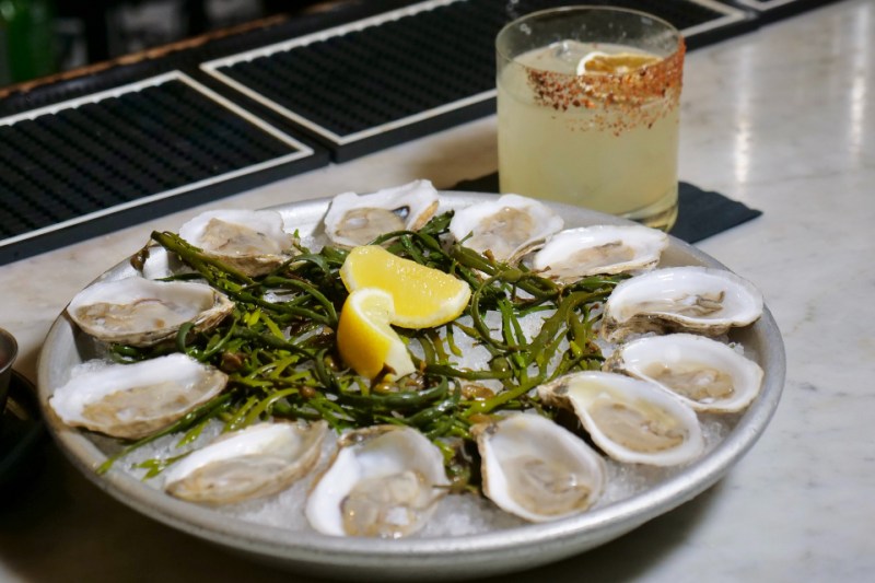 Plate of raw oysters