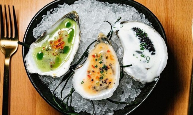 Trio of dressed oysters at Sagaponack
