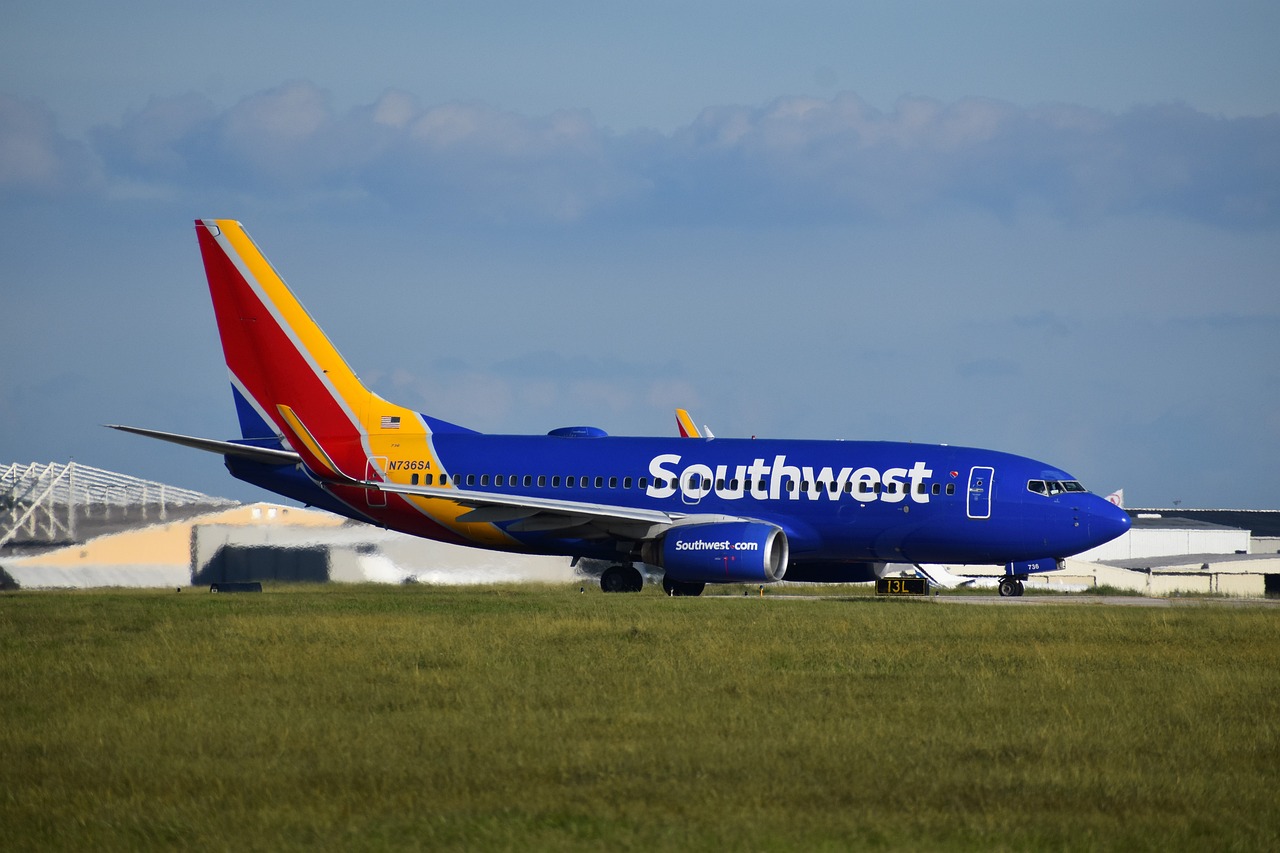 A grounded Southwest Airlines airplane