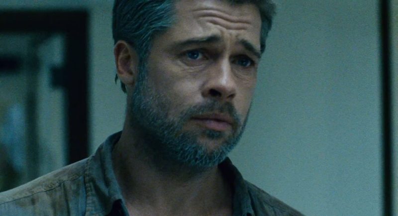 A solemn Brad Pitt