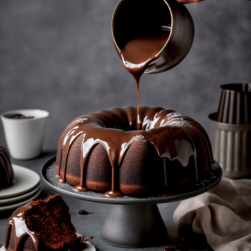 Chocolate cake and syrup