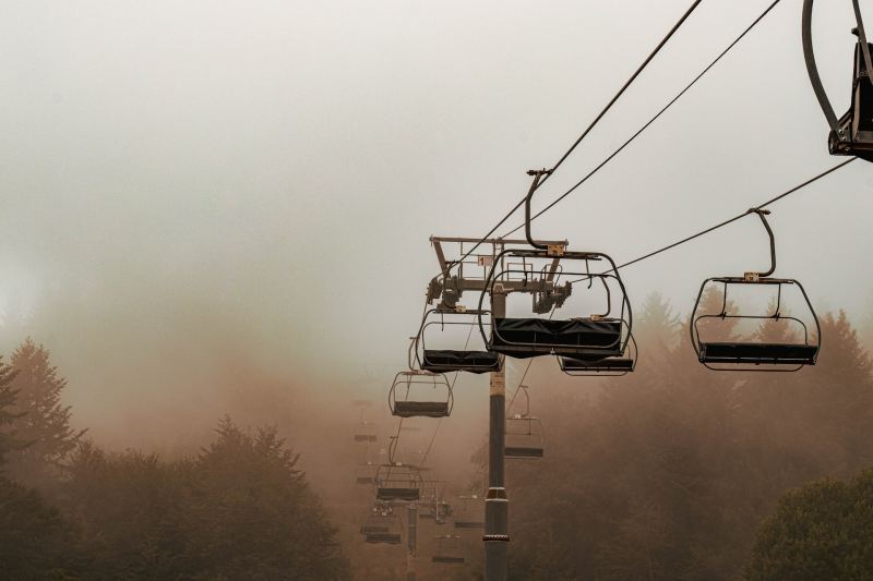 Ski lifts sitting in the abyss