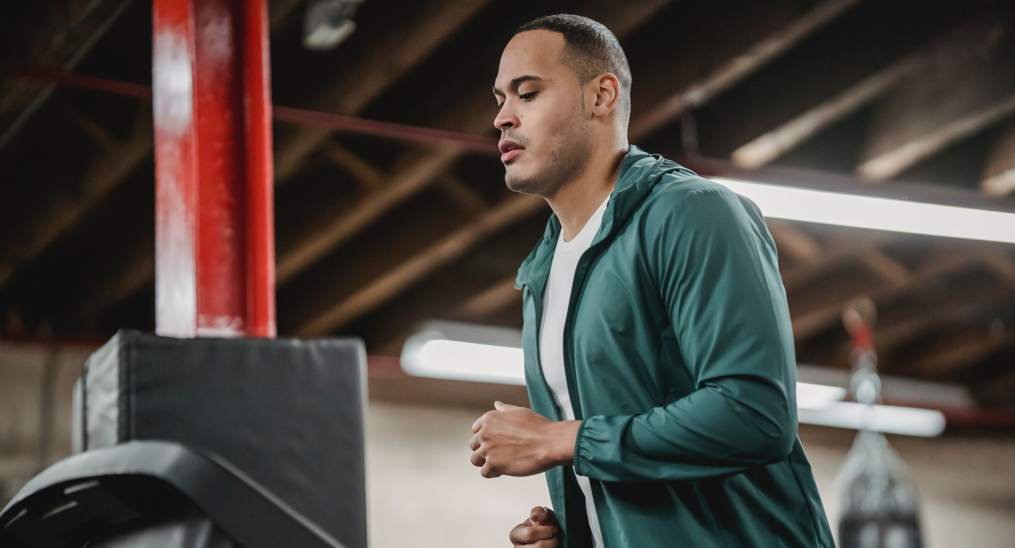 Man running on a treadmill