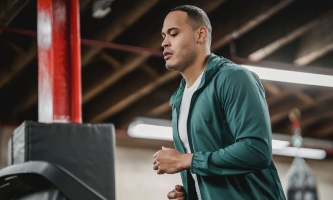 Man running on a treadmill