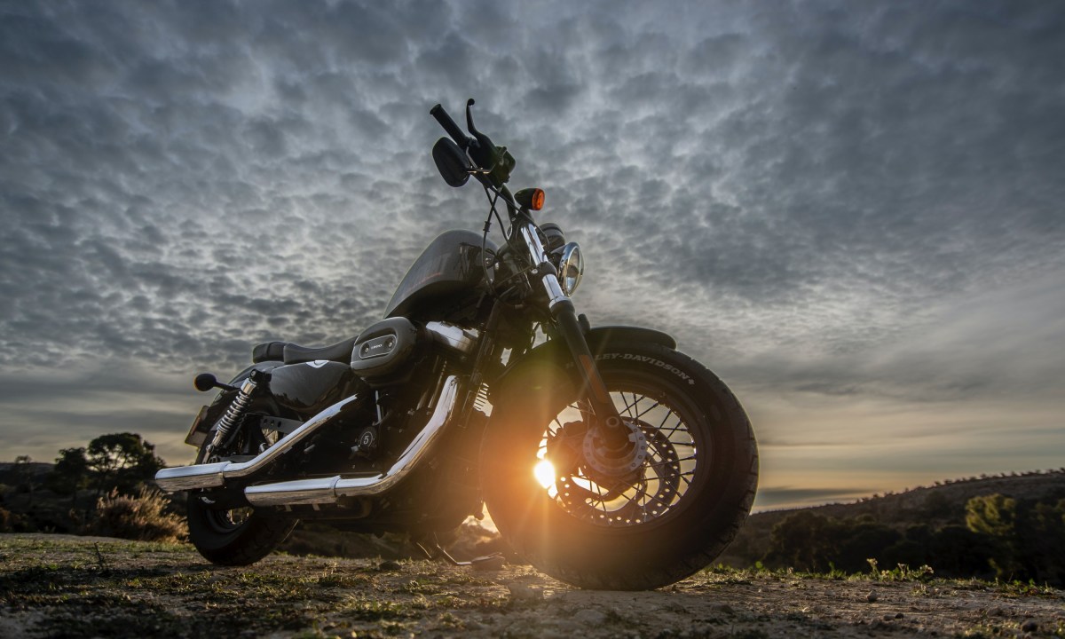 A motorcycle at sunset