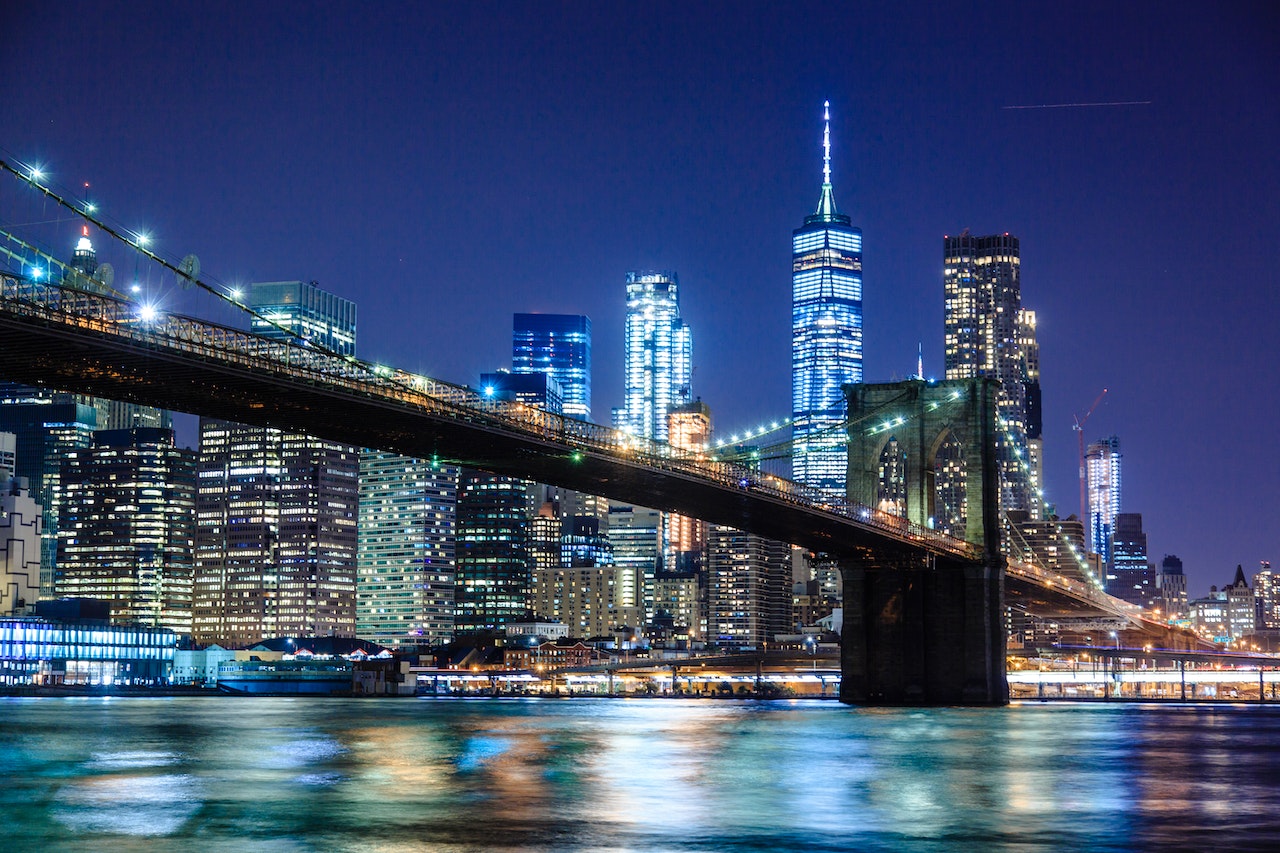 The NYC skyline at night