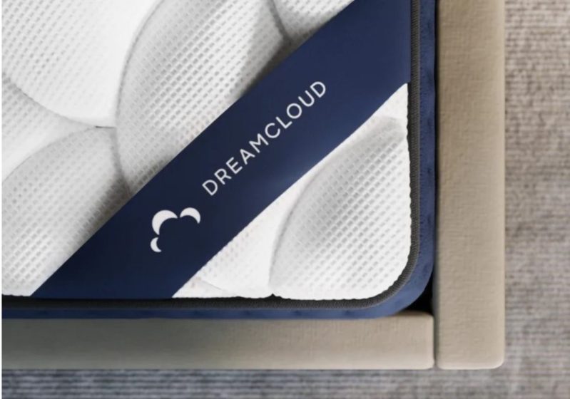 The corner of a DreamCloud Sleep mattress.