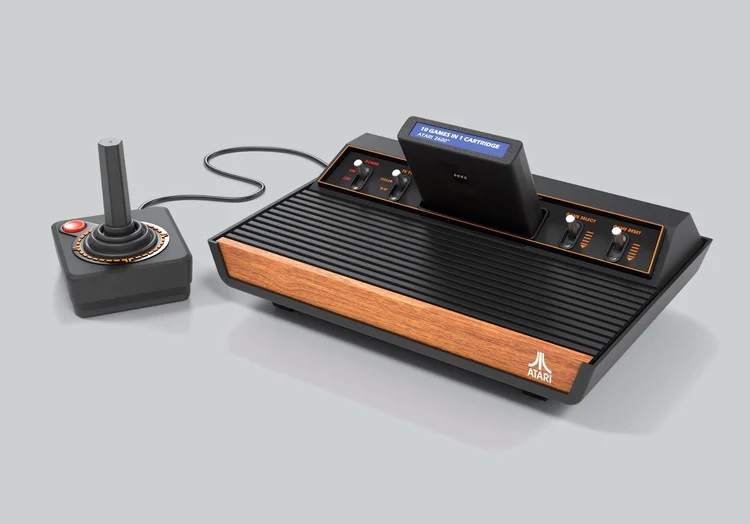The Atari 2600+ system and joystick controller.