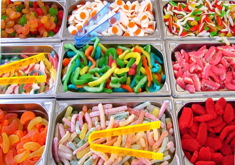 Containers of different gummy candy