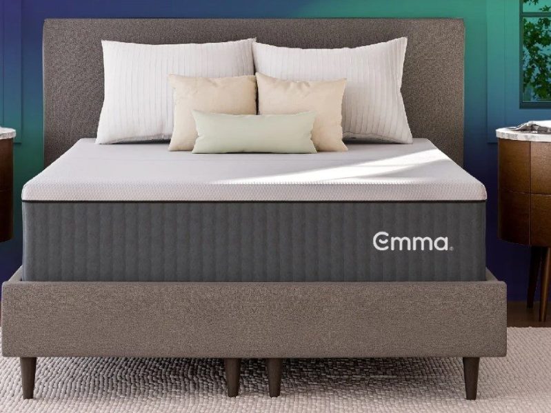 An Emma mattress with the logo clearly displayed.
